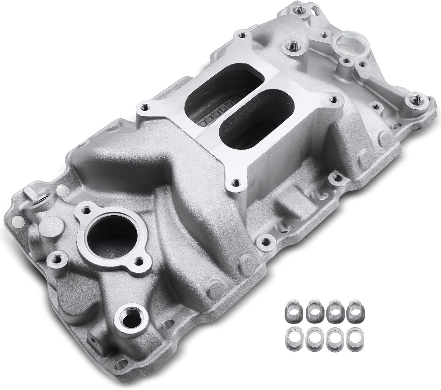 A-Premium Engine Aluminum Dual Plane High-Rise Intake Manifold Compatible with Chevy SBC, V8 305 327 350 400, 1957-1986, Buick, Cadillac, Chevrolet, GMC, Oldsmobile & Pontiac Vehicles
