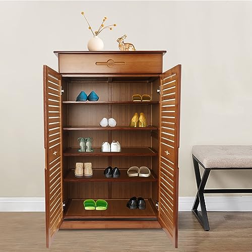 Shoe Storage Cabinet,Wall Mounted Portable Shoe Rack with Doors,Entryway Shoe Organizer with 3 Drawer,Metal Shoe Cabinet for Entryway, Hallway White,9 Pair Shoes