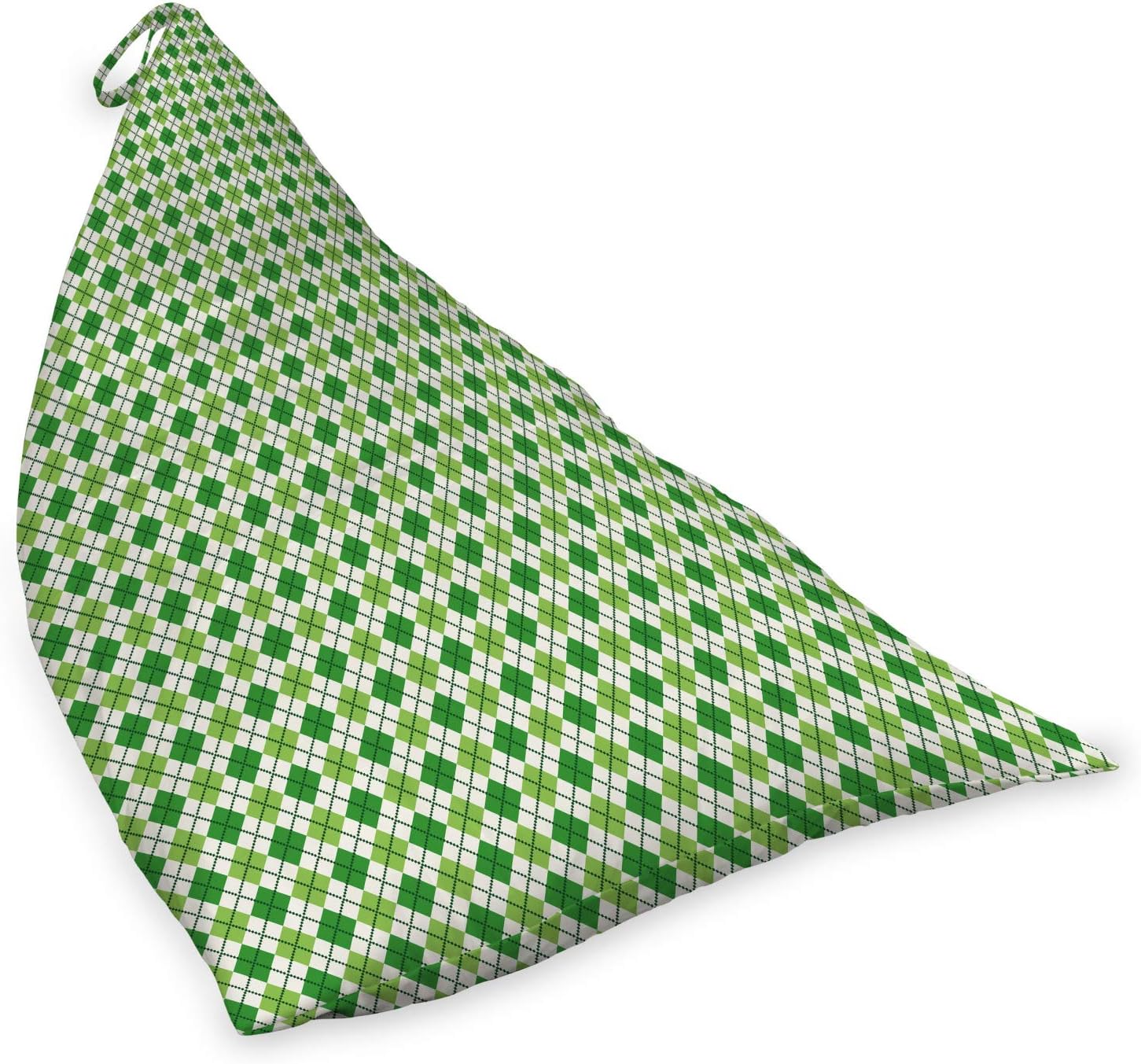 Ambesonne Irish Lounger Chair Bag, Classical Argyle Diamond Line Pattern with Crosswise Lines Old Fashioned, High Capacity Storage with Handle Container, Lounger Size, Green Pale Green White