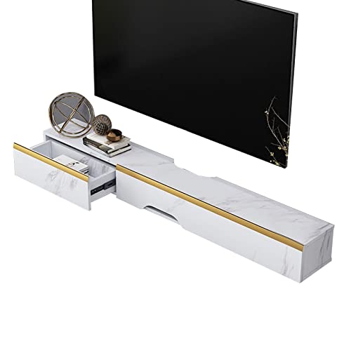 Wall Mounted Tv Unit Floating Tv Stand Component Shelf, Wall Mounted Media Console-White/Grey Set-Top Box Simple and Modern Tv Wall Shelf, 120/140Cm./B/140Cm