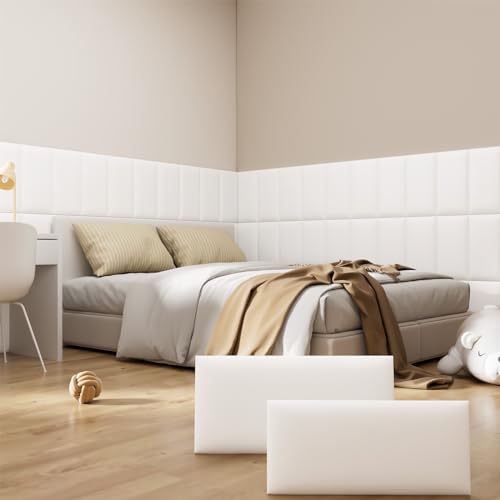 Peel and Stick Headboard Grey Upholstered Wall Panels, 10 Panels Sized 7.8