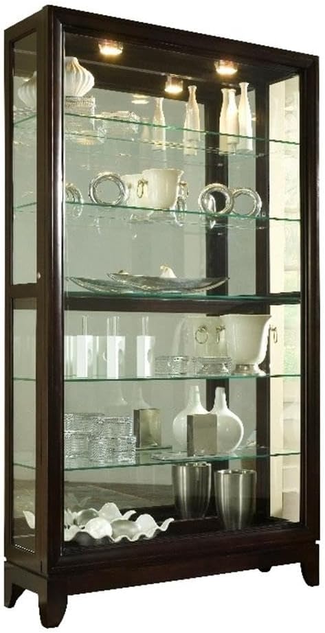 Pulaski Two Way Sliding Door Curio, 46 by 15 by 83-Inch, Chocolate Cherry Finish, Dark Brown