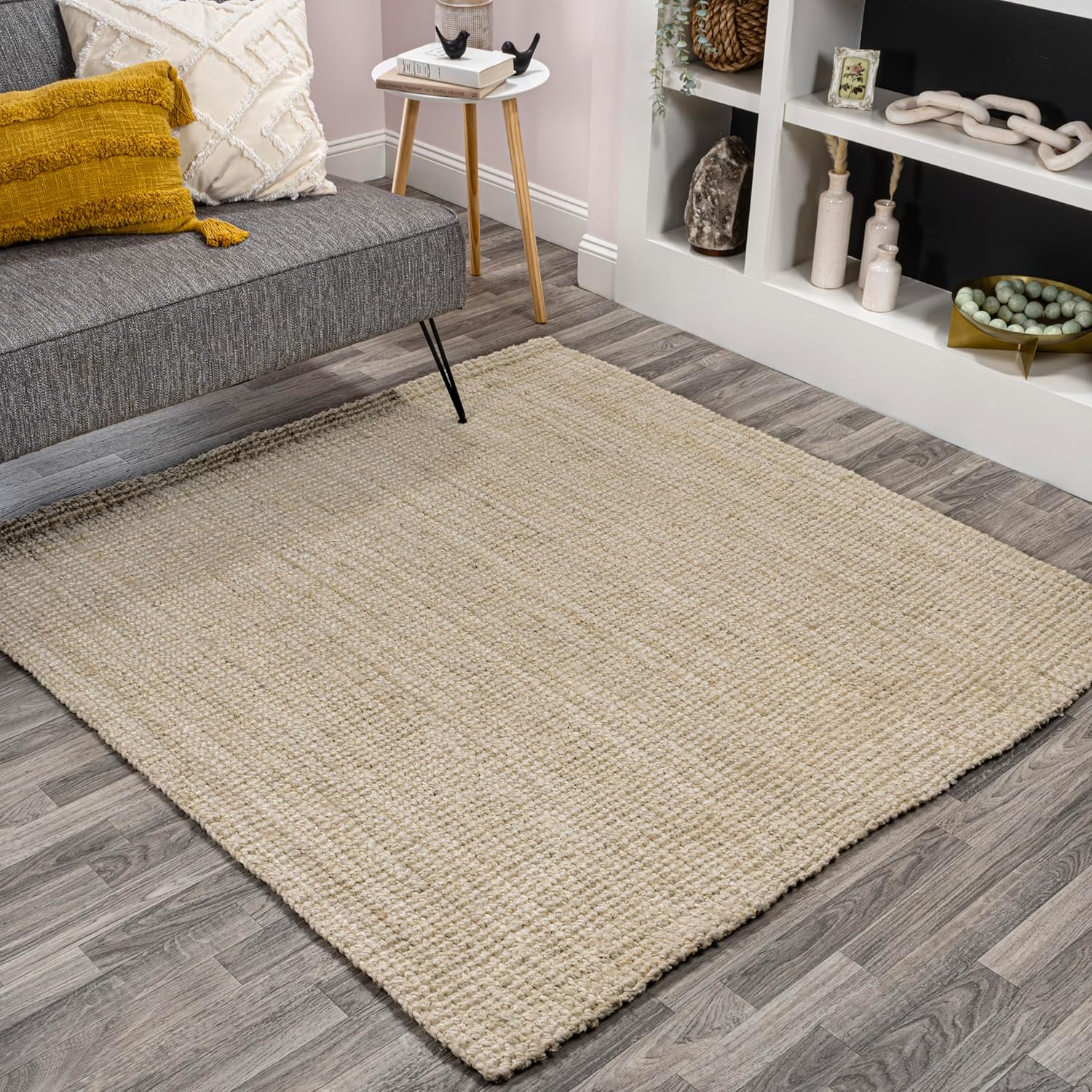 JONATHAN Y NRF102B-6SQ Pata Hand Woven Chunky Jute Light Ivory 6' Square Area Rug, Bohemian, Transitional, Rustic for Home, Bedroom, Living Room, Kitchen, Entryway/Hallway