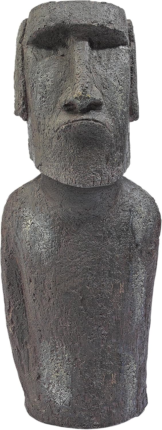 Design Toscano NY1500 Easter Island Ahu Akivi Moai Monolith Garden Statue, 16 in, Grey Stone