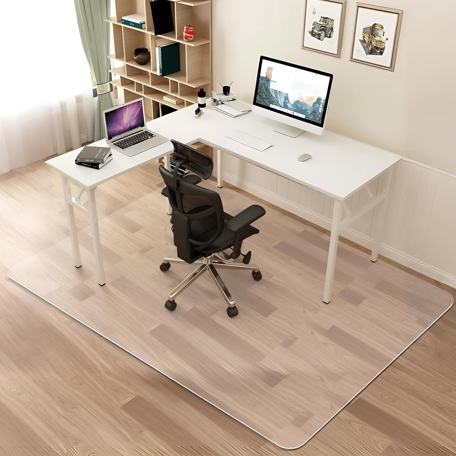 Azadx Office Chair Mat for Hardwood Floor Clear Chair Mat for Easy Glide and Protection Floor Protector for Under Desk Chair Mat Plastic Floor Mat for Office Chair(51