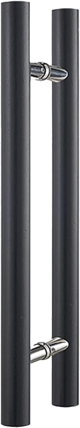 Sliding Barn Door Handle Wooden,Push Pull Door Handle for Entry Interior & Exterior Glass Gates,Double Sided H Shape Round Bar (Color : Black,Size : 120cm/4ft)