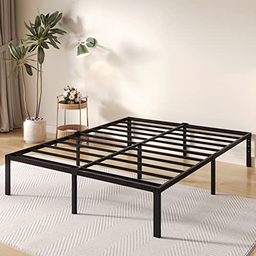 14 Inch California King Bed Frames Heavy Duty Metal Platform Beds Frame No Box Spring Needed Steel Slats 3500lbs Bed Base Cal King Size,Noise-Free,Easy Assembly