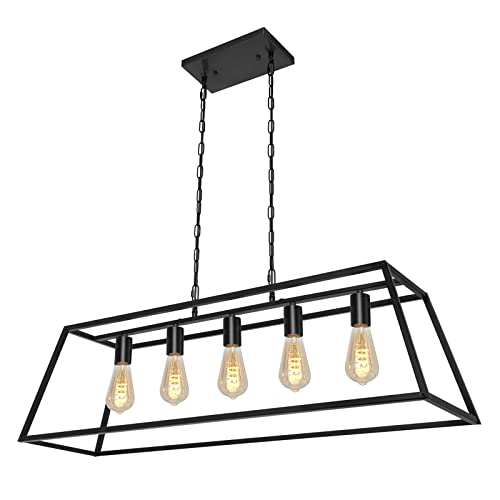 Black Modern Kitchen Island Lighting Farmhouse Chandelier Industrial Ceiling Light Fixtures for Kitchen, Dining Room, Living Room, Bar, Foyer (3-Light)