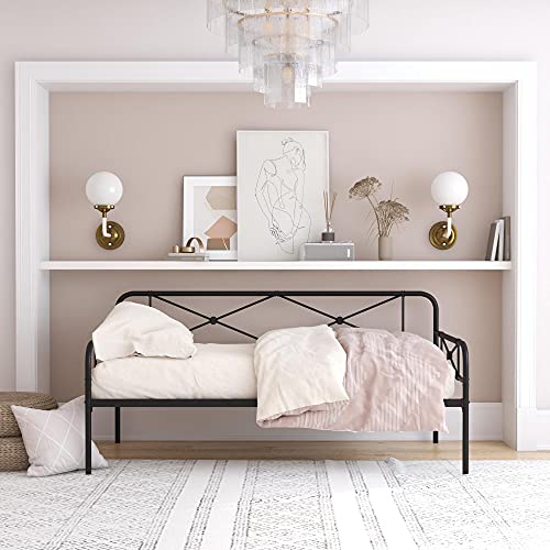 REALROOMS Allysa Metal Daybed with Steel Frame, Twin, Black