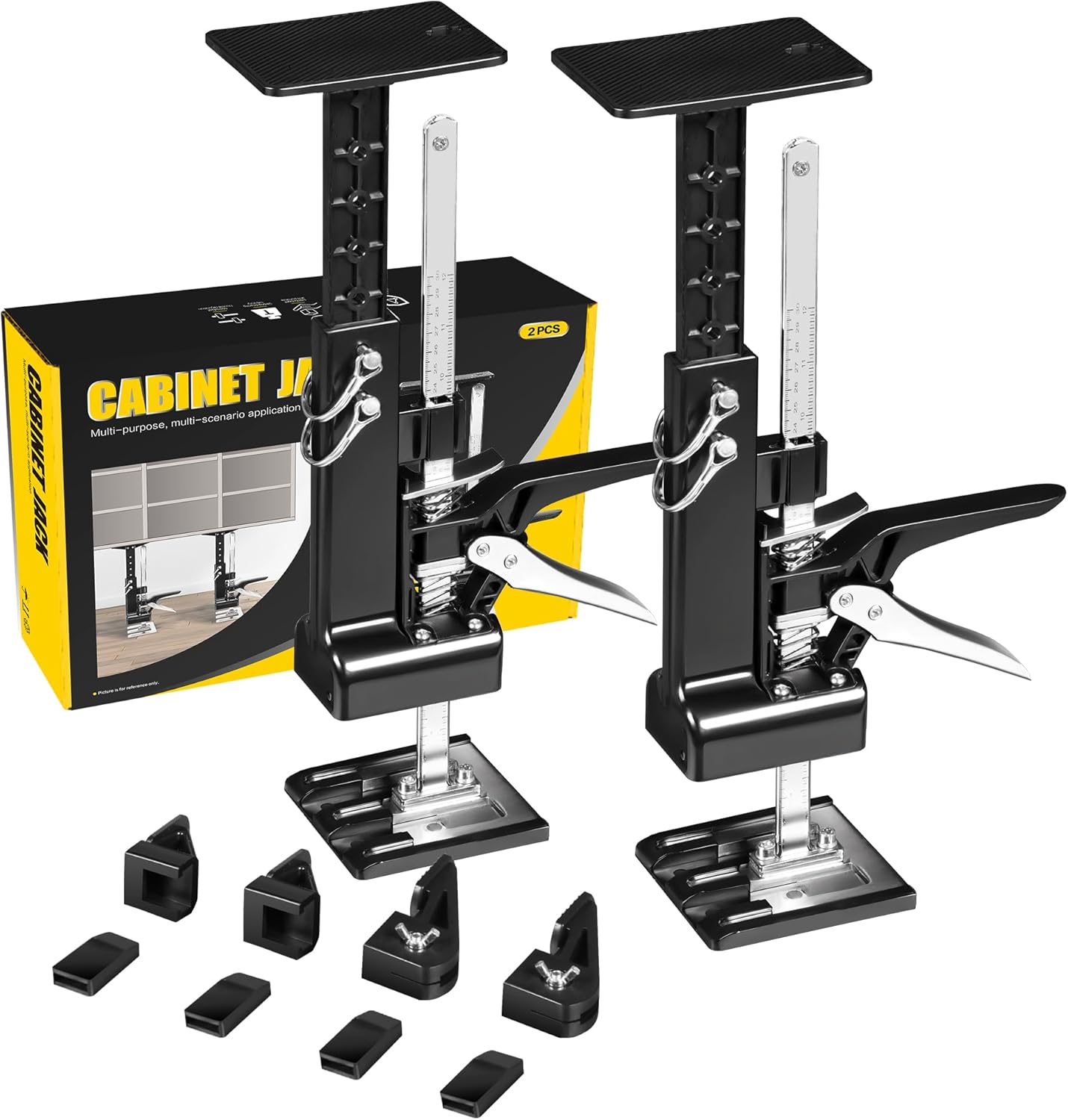 YELLOW JACKET Cabinet Jacks 2 Pack for Installing Cabinets, Labor Saving Arm Jack with 360 LBS,0 to 23.4 inches, 3rd Hand Support System, Drywall Lift, Hand Lifting Jack Tool