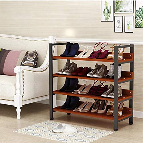 Shoe Storage Shoe Rack Organizer Shelf Shoe Rack 60/80cm Wide Slippers Storage Shelves Organizer Multi-functional Plant Shelf Indoor and Outdoor Saves Space Black Frame + Brown MDF