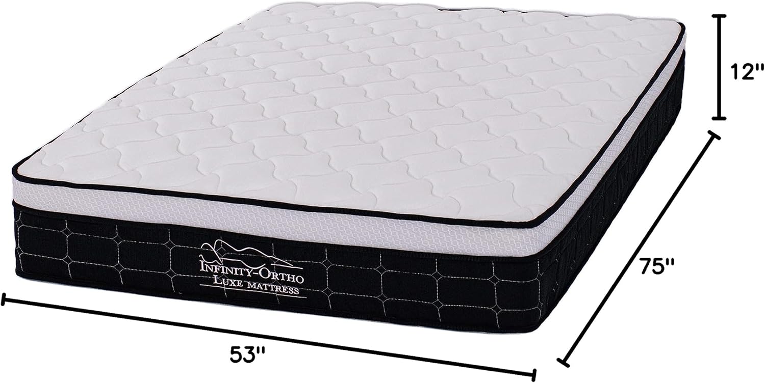 12 Inch Hybrid Pillow-Top Mattress/Bed-in-a-Box/CertiPUR-US Certified Foam, Full (NOVHM-P),White