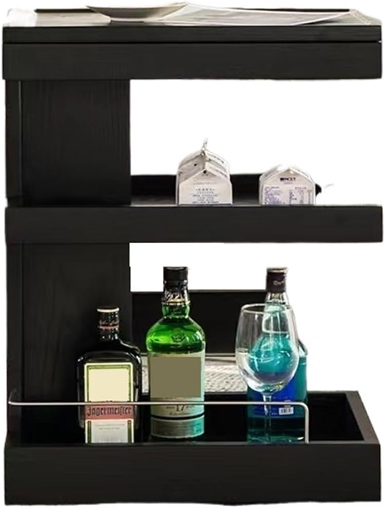 Side Table Black Walnut Can Move Side Several, Living Room Sofa Wooden Small Coffee Table, Simple Corner Several Cabinets End Table