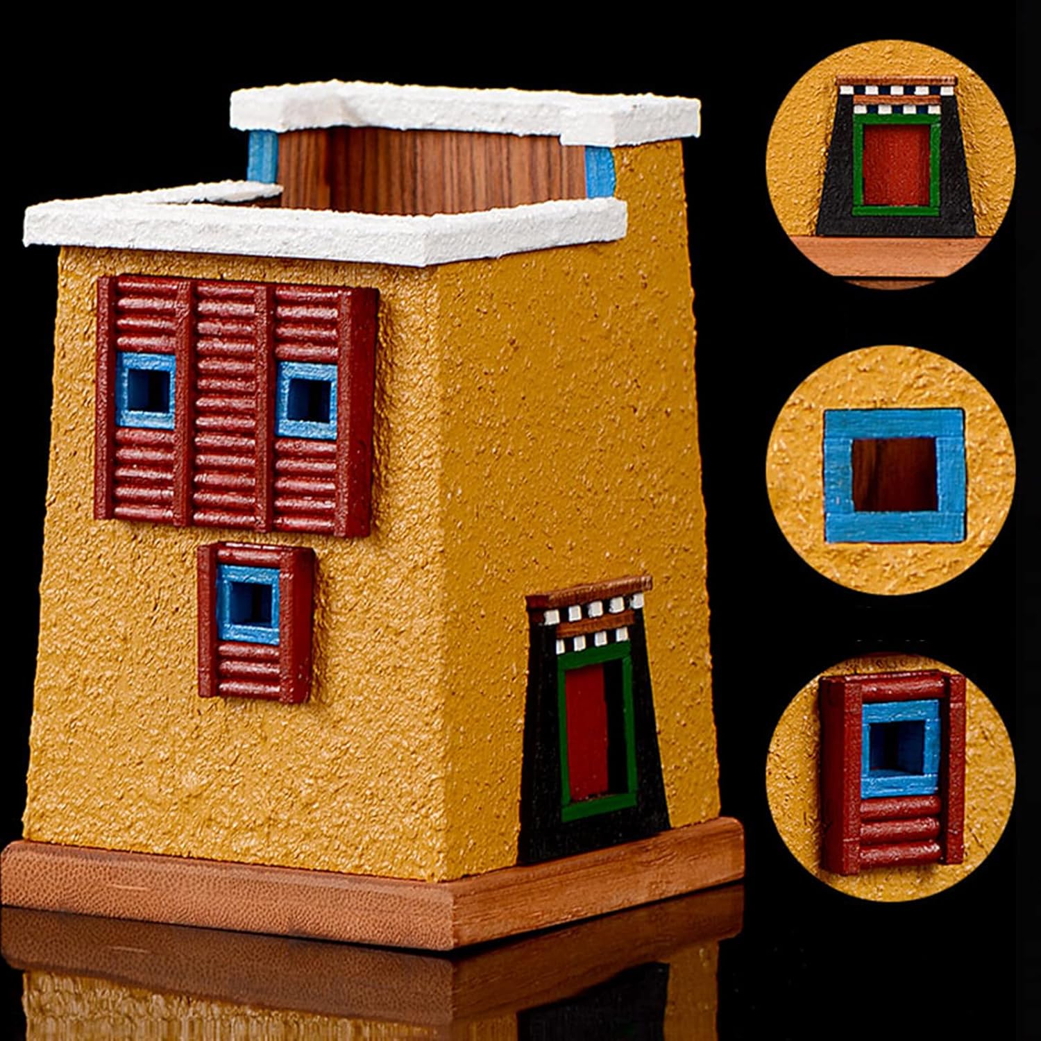 Wooden Pen Holder, Tibetan Traditional Architecture Desk Organizer Holder, For Office Supplies, Arts & Crafts Supplies, School Supplies, Kitchen Utensils, Or Makeup Brush