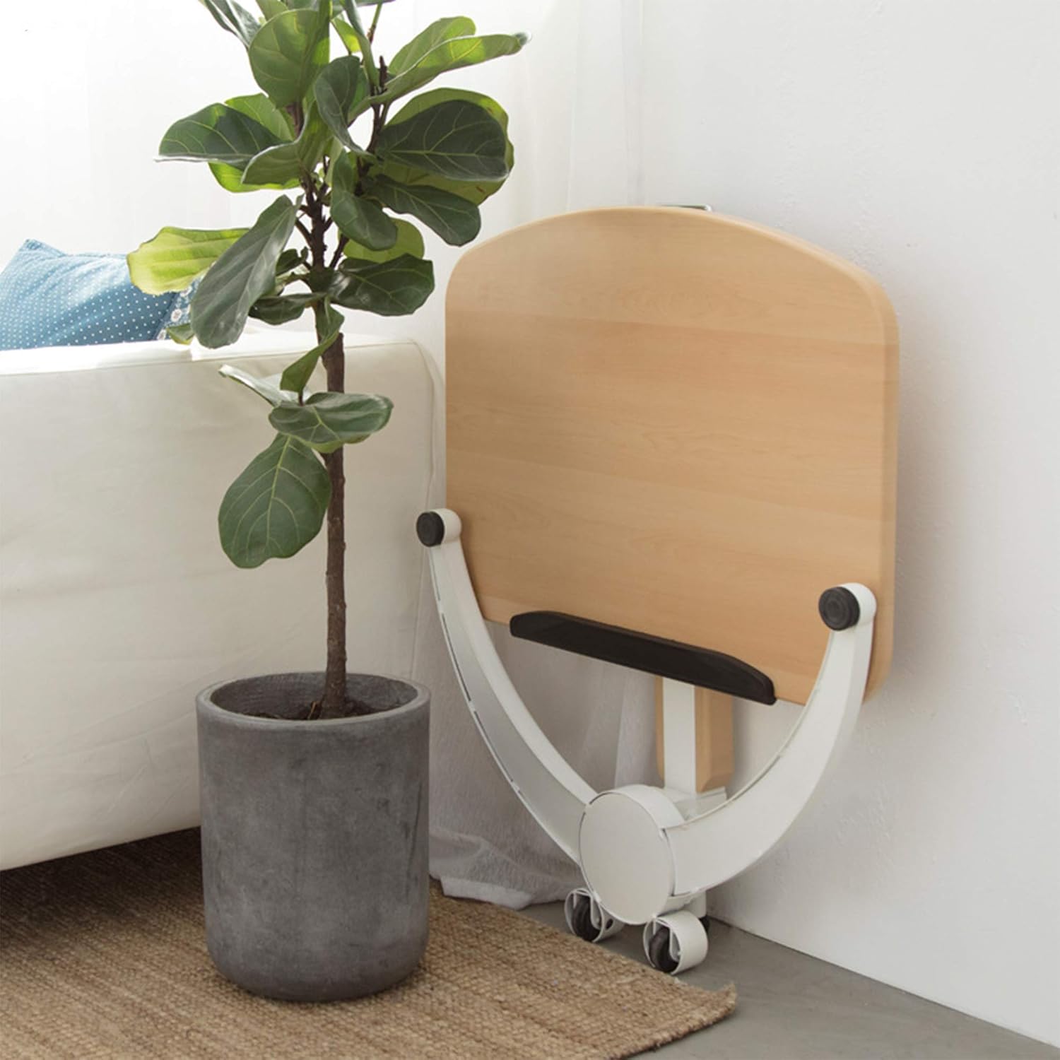 Sit-Stand Lifting Computer Desk Gas Spring Laptop Standing Table with Movable Wheels Height Adjustable Workstation for Office School Home