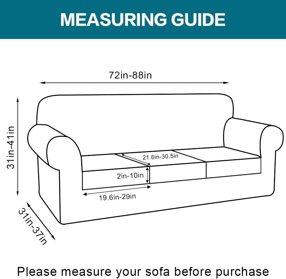 Turquoize Stretch Sofa Covers for 3 Cushion Bundle Loveseat Cover for 2 Cushion Bundle Armchair Cover, Sofa Furniture Covers with Individual Cushion Covers, Biscotti Beige