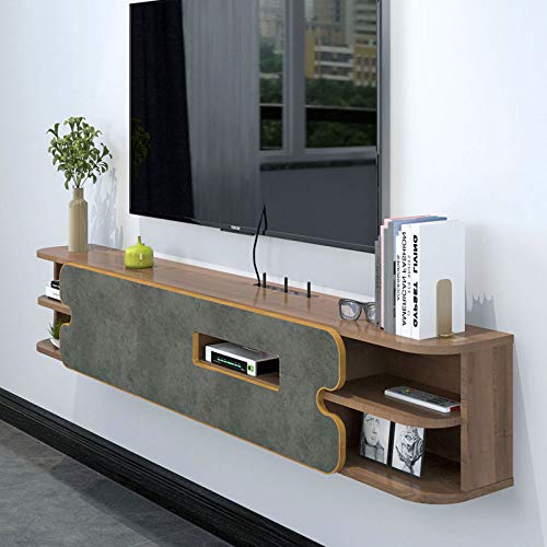 Wall-Mounted TV Cabinet Floating TV Shelf Wall Shelf Set-Top Box Router Storage Cabinet with 7 Storage Unit, TV Console TV Background Wall Decoration Shelf Entertainment Center 1.6M, 2 Color