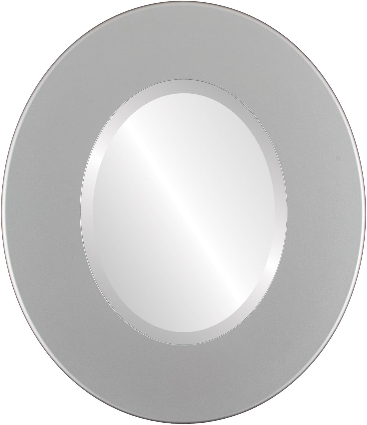 Oval Beveled Wall Mirror for Home Decor - Boulevard Style - Bright Silver - 32x38 Outside Dimensions