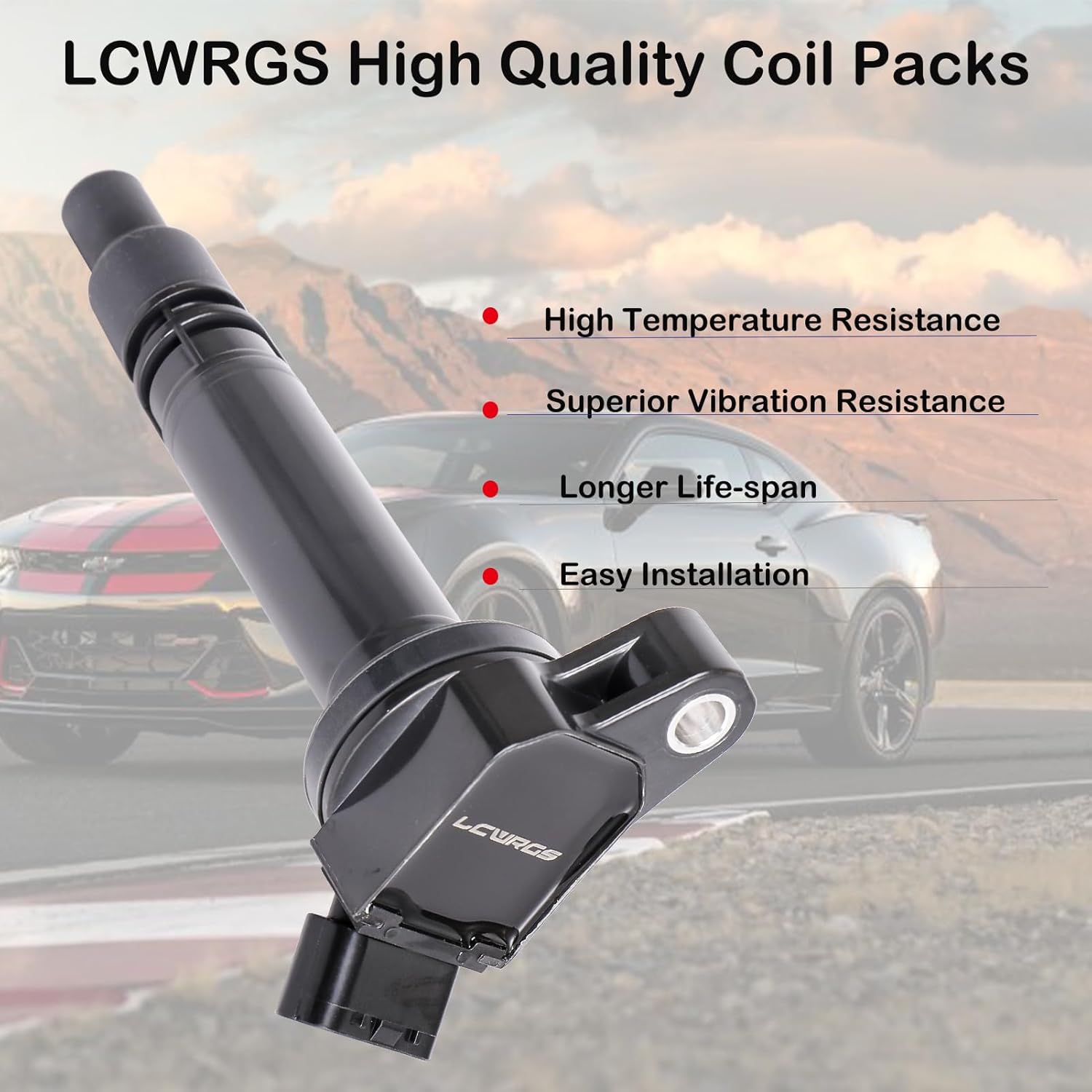 LCWRGS Set of 4 Ignition Coil Pack and Spark Plugs Fits for Toyota Camry RAV4 Highlander Avalon Sienna Scion tc ES300H 2009 2010 2011 2012 2013 2014 2015 2.5 2.7 L4 Replaces# UF507