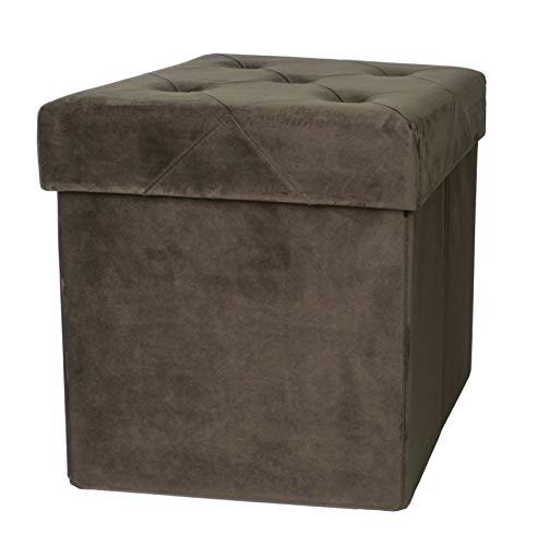 Red Co. Square Luxury Storage Ottoman with Padded Seat, Upholstered Collapsible Folding Bench & Foot Rest, Velvet Charcoal, 15 Inches