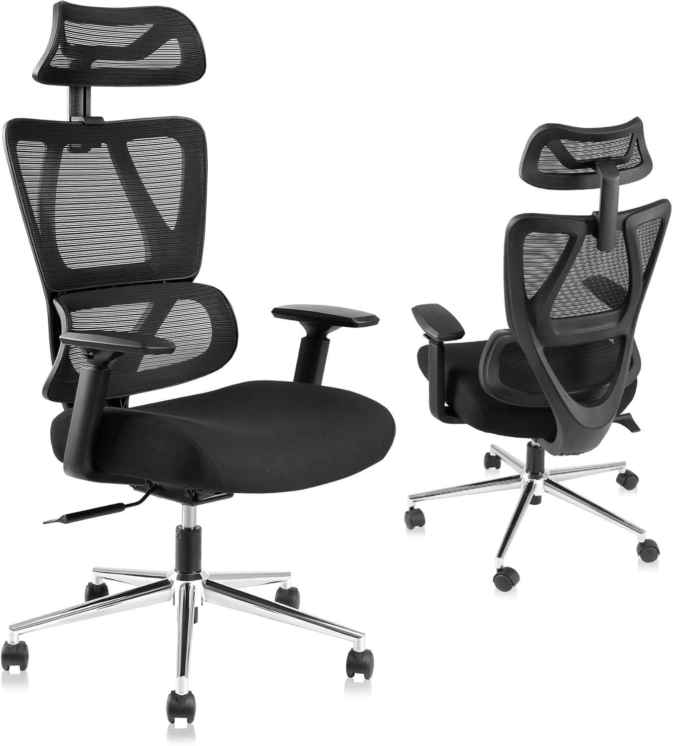 Ergonomic Office Chair, High Back Desk Chairs with Adjustabke Headrest & 3D Armrest, Swivel Executive Chair for Home Office, Black