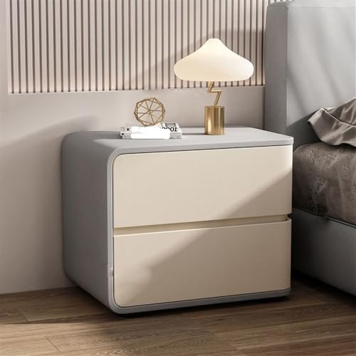 Minimalist Bedside Table Bedside Furniture, Nightstand with Microfibre Leather Wrap, Luxury Night Stand with 2 Drawer 17.7x15.7x18.9inch (Color : Pink white, Size : Right)