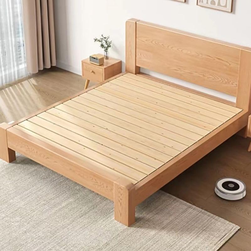 CraftThink Bed Frame, Solid Wood Platform Bed with Wooden Slats & Headboard for Bedroom, No Box Spring Needed, Easy Assembly (Mattress Not Included) - 47
