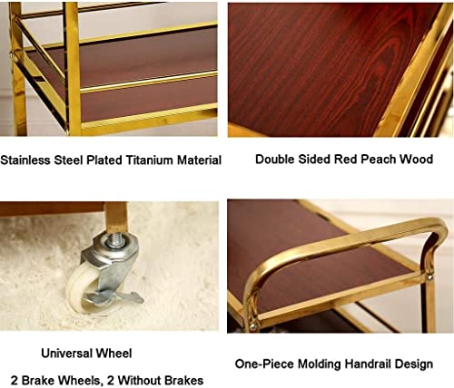 Wine Cart for Home Kitchen Hotel Serving Cart Kitchen Trolley Commercial Home Kitchen Island Trolley -Solid Wood and Metal -3 Styles