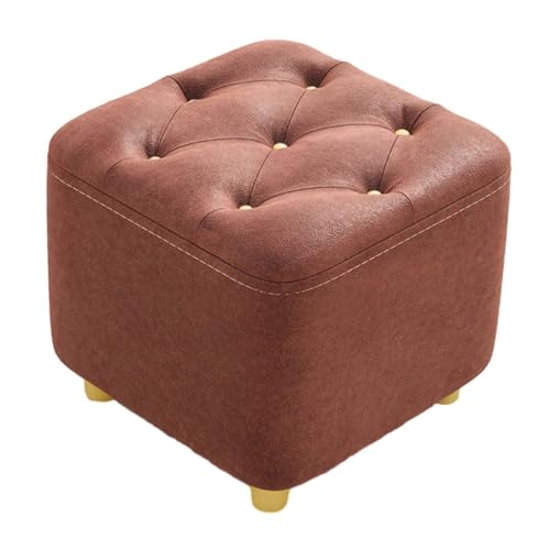 Foot Stool Foot Rest Padded Seat Stable Non Slip Ottoman Stool Small Footstool for Dressing Room Entryway Nursery Couch Home, Brown