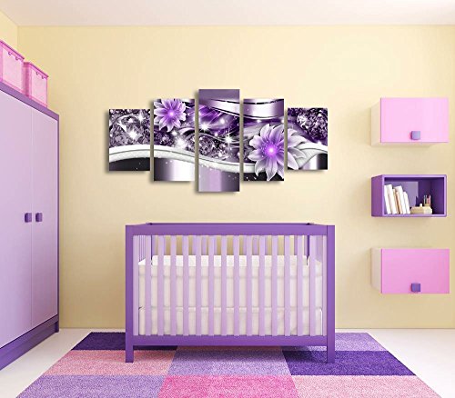 Large Flower Painting Art Abstract Purple Floral Diamond Crystal Canvas Print Wall Decor Contemporary Artwork for Living Room