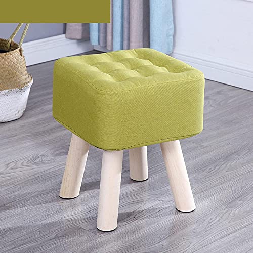 Foot Stool Square Footstool Cotton and Linen Foot Stools Wood Leg Stool for The Bedroom for Living Room,purple-29x29x29cm