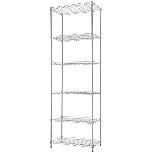 REGILLER 7-Tier Metal Storage Rack Adjustable Shelf,Storage Unit Shelf for Laundry Bathroom Kitchen Pantry Closet(Black,23.9L x 13.9W x 71.6H)
