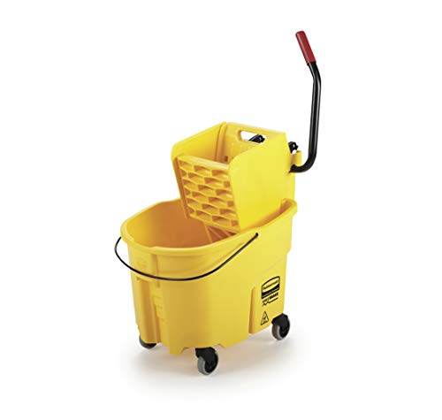 Rubbermaid Commercial Products WaveBrake 2.0 35 QT Side-Press Mop Bucket and Wringer, Black (1863896)