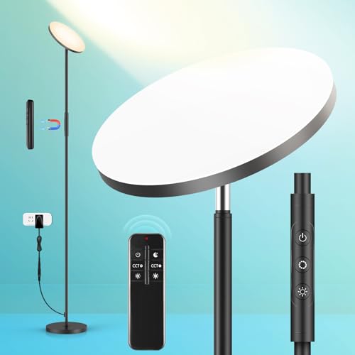 Mushroom Lamp Floor Lamp, 3600LM 36W Super Bright Standing Lamp with Remote/Touch Control, Modern Torchiere Room Decor with 2700K-6500K Stepless Dimming, 69