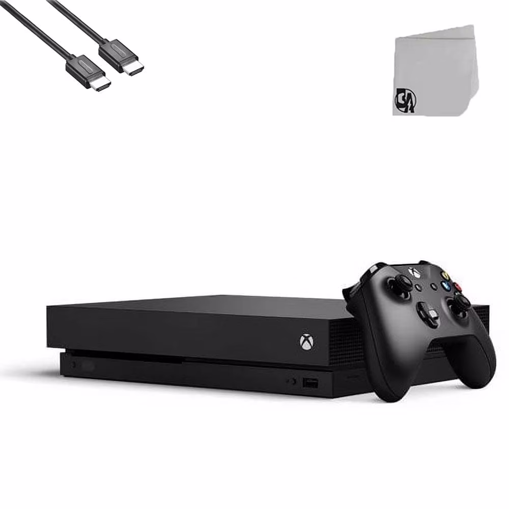 Pre-Owned Microsoft Xbox One X 1TB, 4K Ultra HD Black Console with HDMI Cable BOLT AXTION Bundle ( )