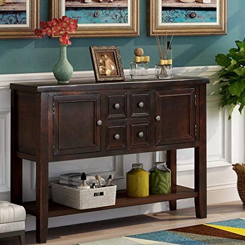 Console Table with Storage Drawers&Bottom Shelf Cambridge Series Buffet Sideboard Sofa Table Dining Room Entry Way End Table (Espresso)