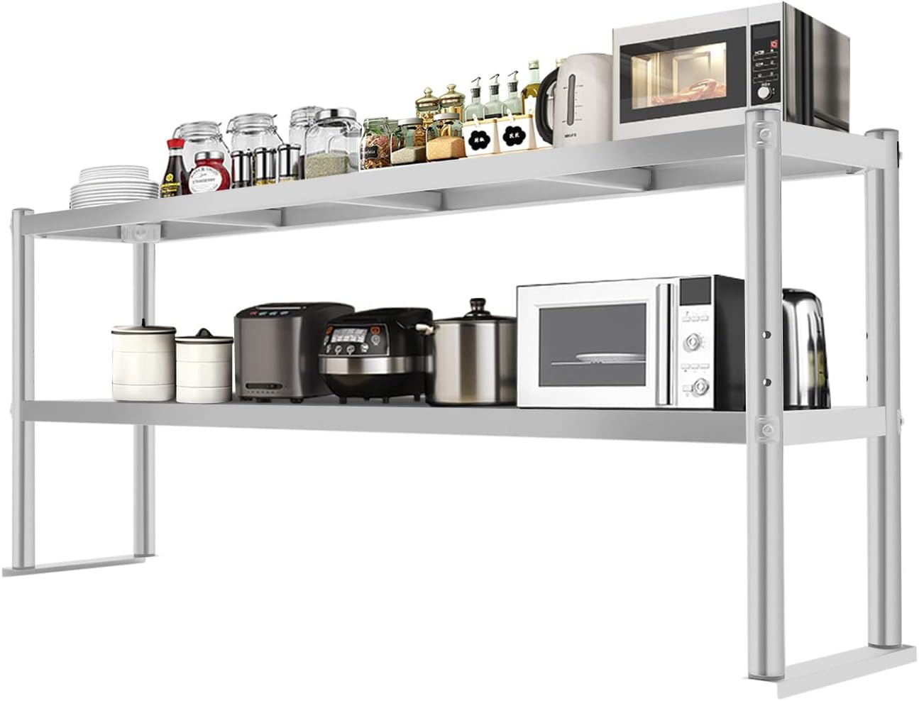 60 x 12 Inch Stainless Steel Work Table Kitchen Prep Table, Commercial Heavy Duty Tables Adjustable UnderShelf BBQ Prep Table for Garage, Home, Warehouse and Kitchen