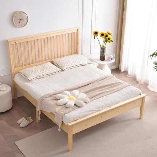 Better Home Products Solid Wood Platform Pine Full Bed (Natural, Full)