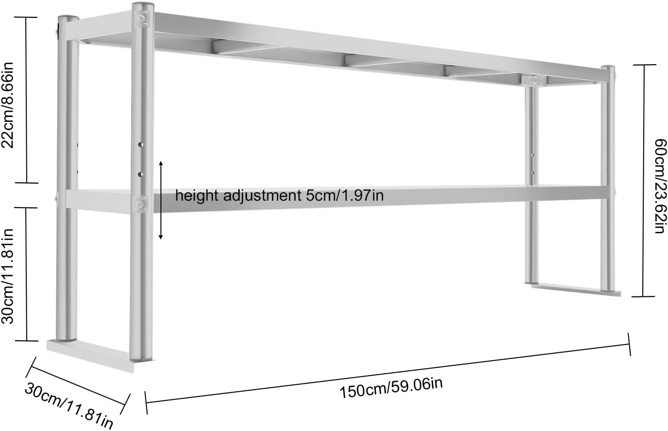 60 x 12 Inch Stainless Steel Work Table Kitchen Prep Table, Commercial Heavy Duty Tables Adjustable UnderShelf BBQ Prep Table for Garage, Home, Warehouse and Kitchen