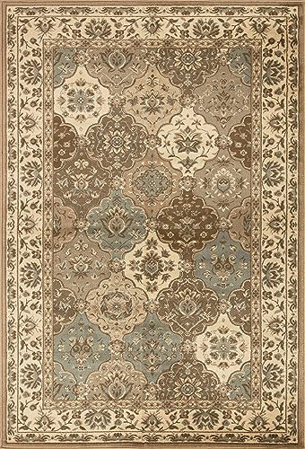 Superior Indoor Area Rug, Traditional Floral Classic Floor Decor for Bedroom, Entryway, Hallway, Office, Living/Dining, Plush Carpet Cover, Palmyra Collection, 5' x 8', Chocolate