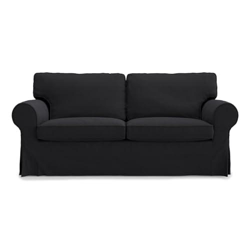 Ektorp Loveseat Cover Replacement for IKEA Ektorp 2 Seater Cover, Ektorp Loveseat Slipcover, Ektorp Couch Cover Only(Polyester-Black)