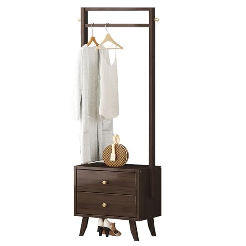 Clothes Rack with 2 Drawers, 158cm Clothing Rack with 1 Hanging Rods Wardrobe Closet Rack with 2 Hooks Freestanding Garment Rack for Hallway Entryway Coat Hanger Stand