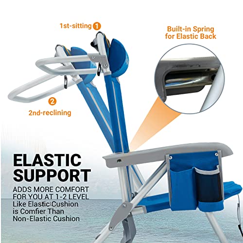 KingCamp Elastic 3 Backpacking Aluminium Beach Low Chair with Cup Holder Straps for Outdoor Concert Festival Adjustable Pack