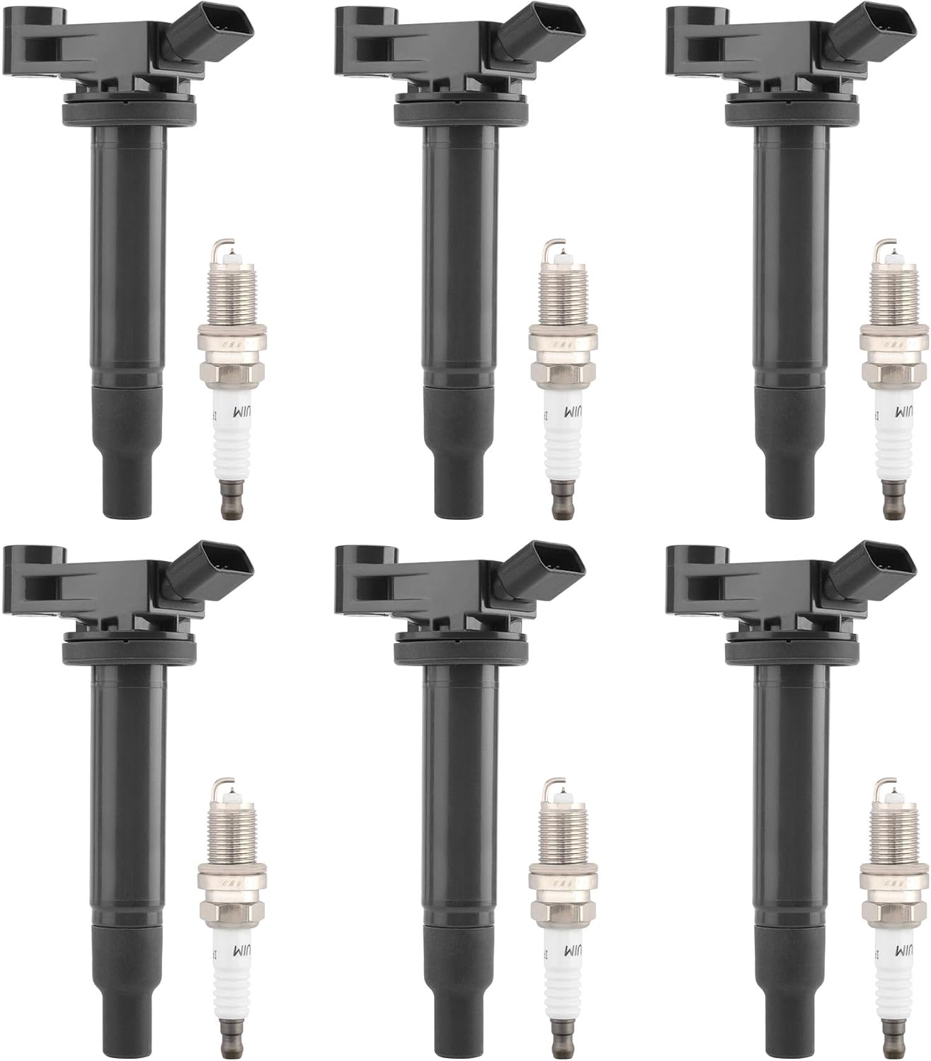 Ignition Coil UF267 Pack & Iridium Spark Plug Set of 6 Compatible with Toyota Avalon Camry Highlander Sienna Solara, Lexus RX300 ES330 RX400h Replace#GN10536, 5C1193