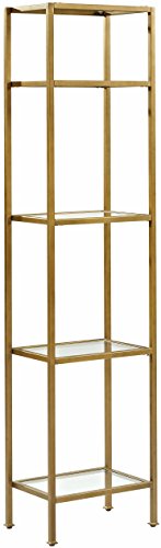 Crosley Furniture Aimee Narrow Etagere Bookcase - Gold and Glass