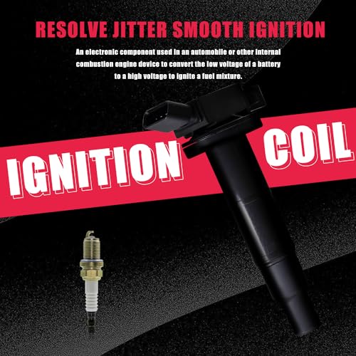 UF333 90919-02244 Ignition Coil With 7092 Spark Plug Compatible with 2.4L Toyota 07-10 Camry Hybrid,09-10 Corolla,02-09 Camry,02-04 Solara,01-06 Highlander,Matrix,RAV4 (set of 4)
