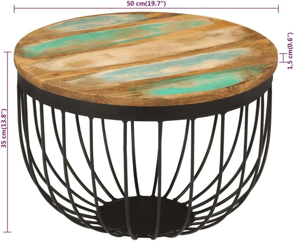 Modern Coffee Table with Storage, Farmhouse Coffee Tables, Space Saving Living Room Tables Ø19.7