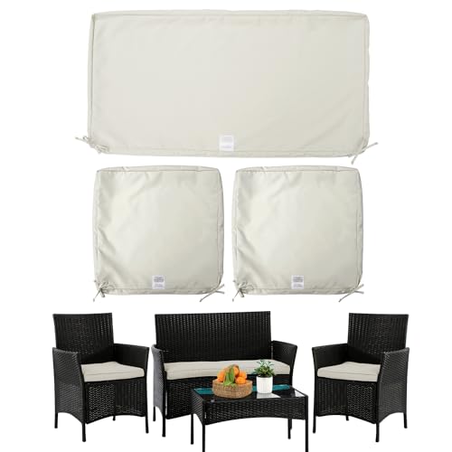 ClawsCover 3Pack Outdoor Seat Cushions Replacement Covers Fit for 4 Pieces Wicker Rattan Furniture Patio Conversation Set Loveseat Chair,38x19x2,19x19x2,Burgundy-Large (Include Cover Only)