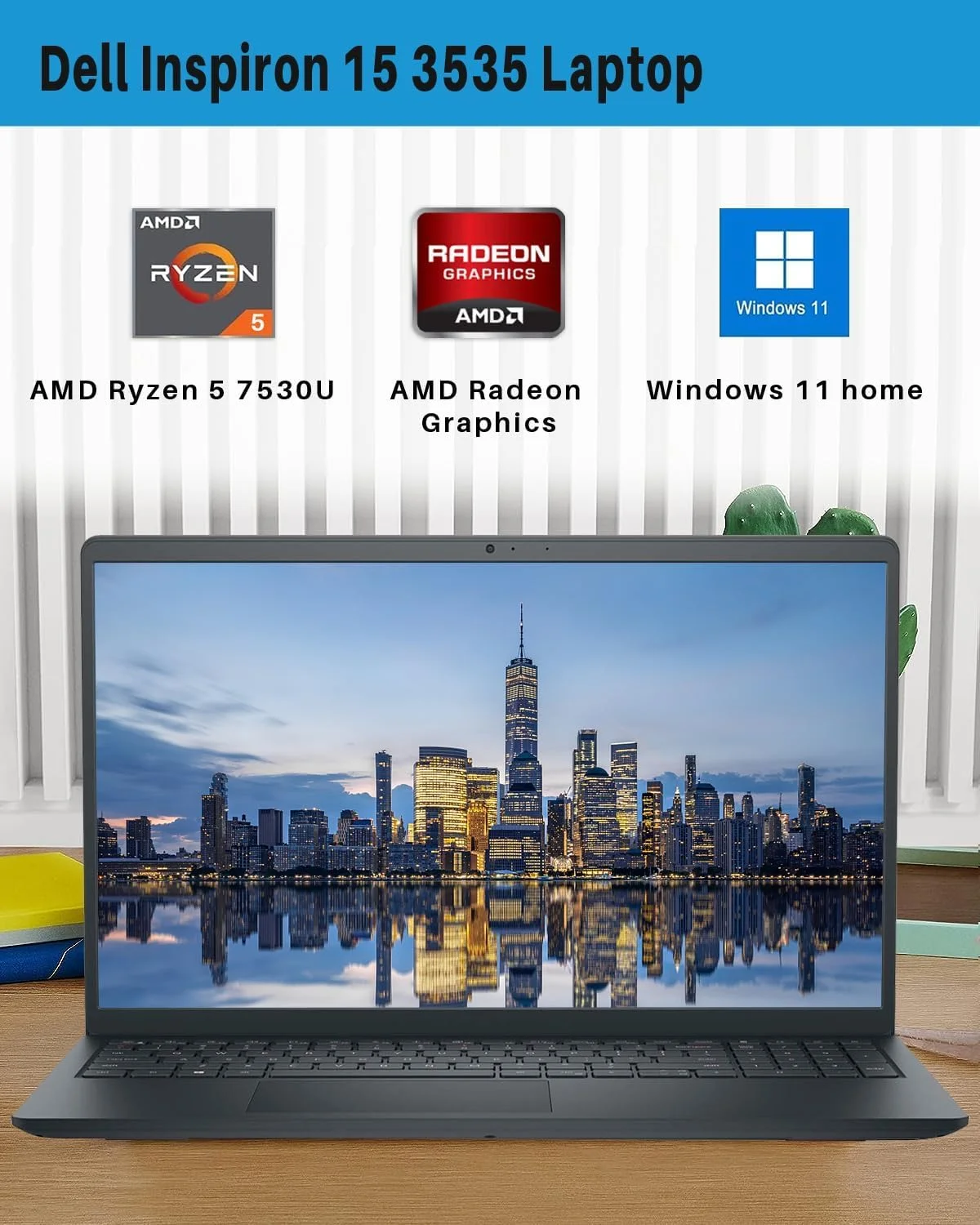 Dell Inspiron 15 3535 Laptop 2023 Newest, 16GB RAM, 512GB SSD, Student and Business Laptop, 15.6" FHD Display, AMD Ryzen 5 7530U Processor (up to 4.5GHz, Beat i7-1160G7), Win 11 Home