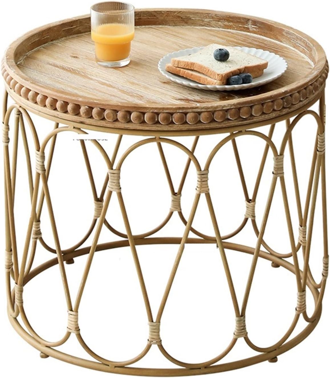 Side Tables Rattan Coffee Table for Living Room Furniture Simple Small Apartment Sofa Side Table Creative Round Tea Table